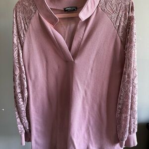 HEIMISH USA Pink Lace 3/4 Sleeve Blouse - Size M